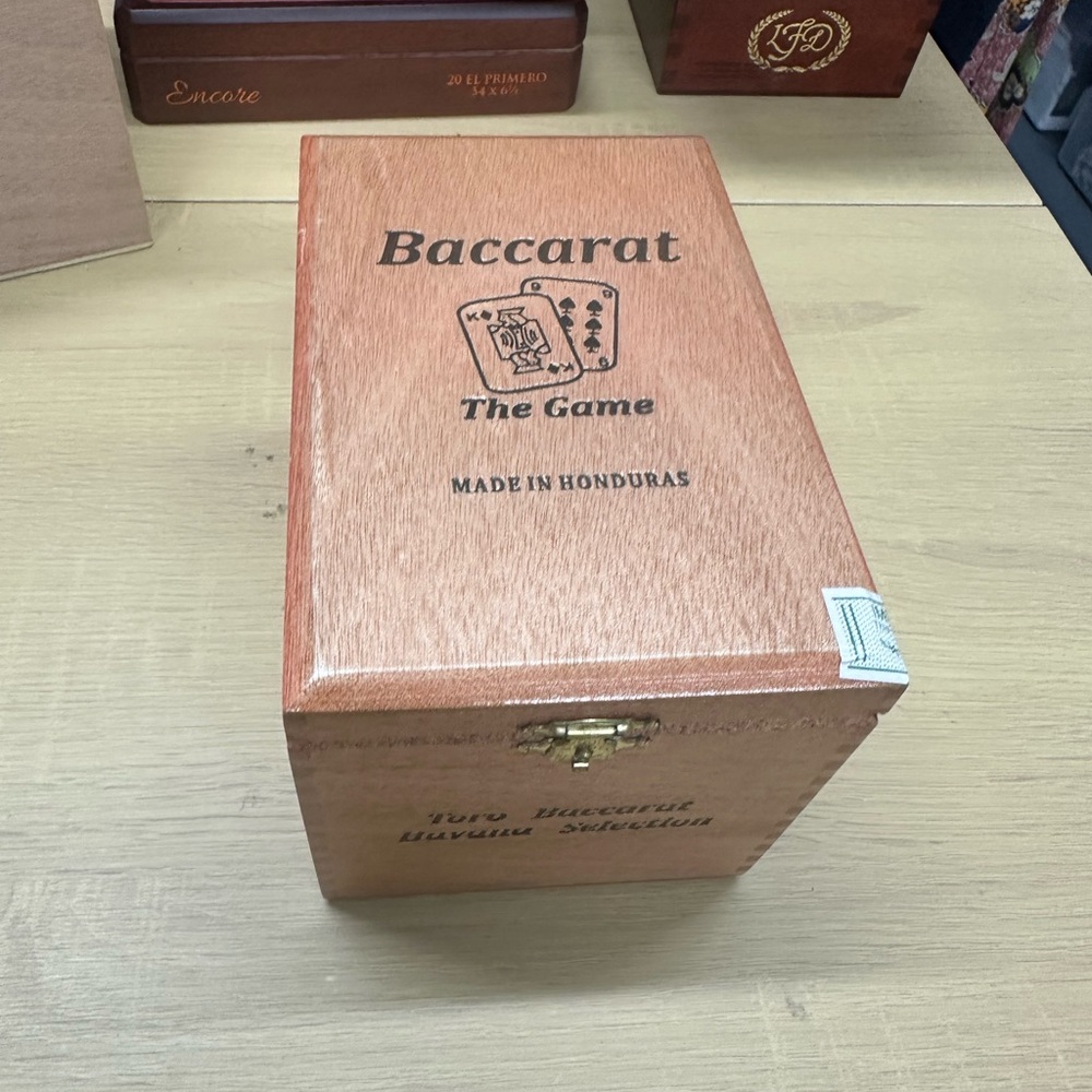 Baccaret Wooden Hinged Top Clasp Top Cigar Box